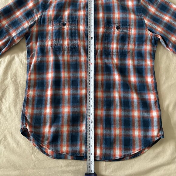 Express Plaid Shirt in Orange and Blue - Picture 4 of 7